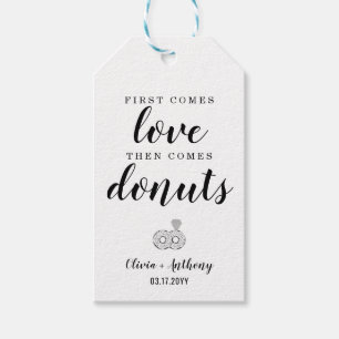 Moderne First Comes Liebe Donuts Hochzeitssnack Le Geschenkanhänger
