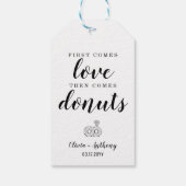 Moderne First Comes Liebe Donuts Hochzeitssnack Le Geschenkanhänger (Rückseite)