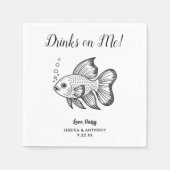 Moderne Fisch-Hochzeits-Cocktailservietten  Serviette (Vorderseite)