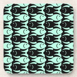 Moderne Fische, Aqua und Schwarz aus dem Mittelalt Getränkeuntersetzer