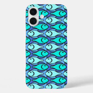 Moderne Fische, blau und aqua iPhone 16 Plus Hülle