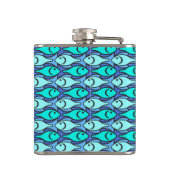 Moderne Fische, blau und aqua Flachmann (Rückseite)
