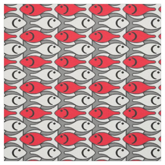 Moderne Fische der Mitte des Jahrhunderts, rot und Stoff (Muster)