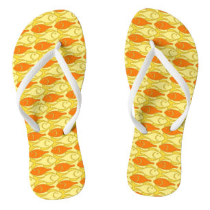 Moderne Fische, gelb und orange Badesandalen