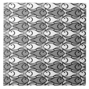 Moderne Fische, Grau, Weiß und Schwarzes der Mitt Fliese