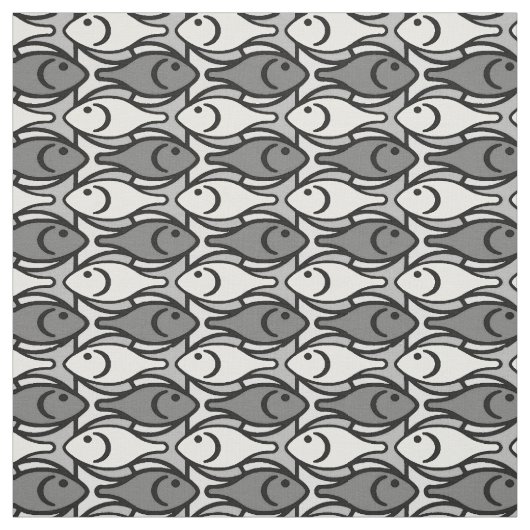 Moderne Fische, Grau, Weiß und Schwarzes der Mitte Stoff (Muster)