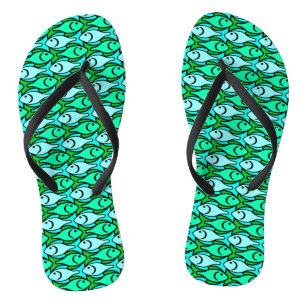 Moderne Fische, Jadegrün und Aqua Badesandalen