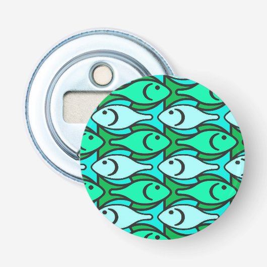 Moderne Fische, Jadegrün und Aqua Flaschenöffner (Vorderseite)