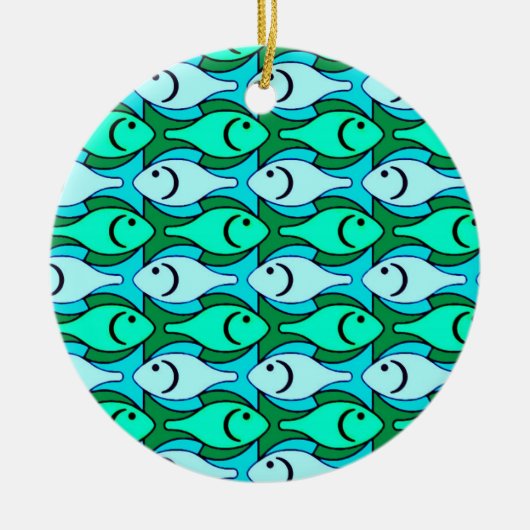 Moderne Fische, Jadegrün und Aqua Keramik Ornament (Vorne)