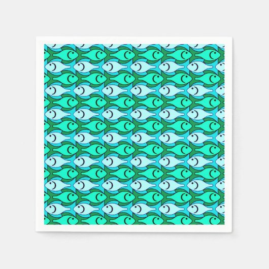 Moderne Fische, Jadegrün und Aqua Serviette (Vorderseite)
