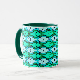 Moderne Fische, Jadegrün und Aqua Tasse