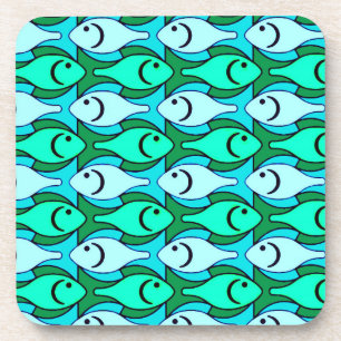 Moderne Fische, Jadegrün und Aqua Untersetzer