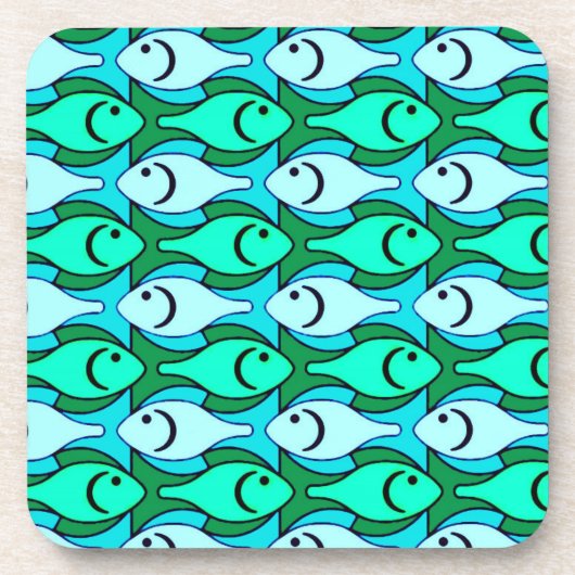 Moderne Fische, Jadegrün und Aqua Untersetzer (Vorderseite)