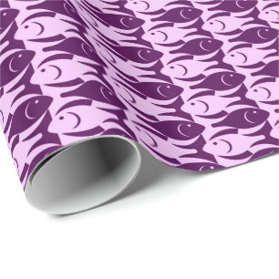 Moderne Fische, Orchideen und lila Geschenkpapier