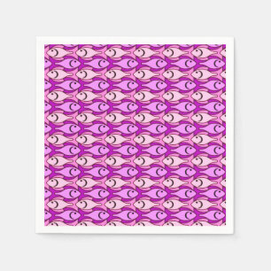 Moderne Fische, Orchideen und Muschel pink Serviette