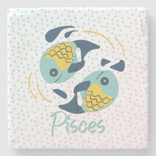 Moderne Fische Sternzeichen Pisces Steinuntersetzer (Vorderseite)