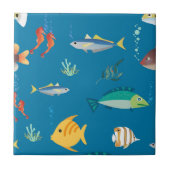 Moderne Fische und Seepferd illustriertes Muster B Fliese (Vorderseite)