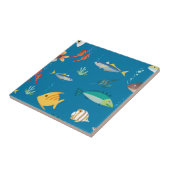 Moderne Fische und Seepferd illustriertes Muster B Fliese (Seite)