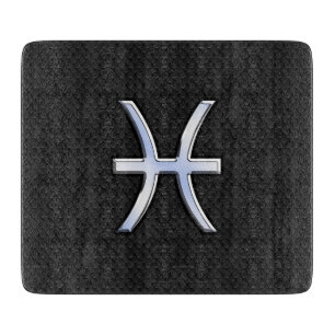 Moderne Fische Zodiac Sign Black Snake Skin Stil Schneidebrett