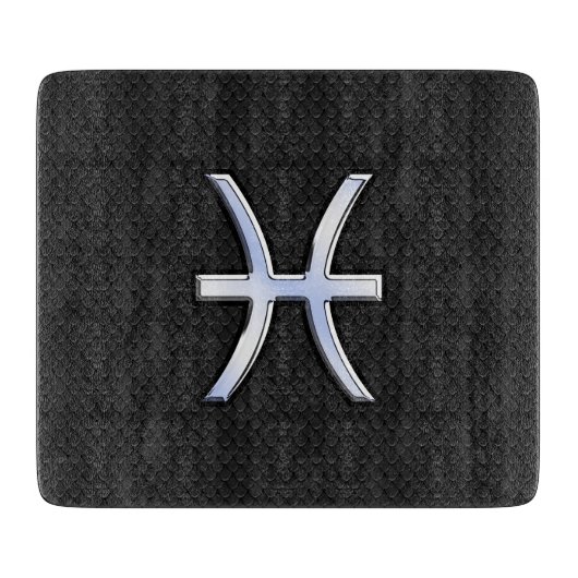 Moderne Fische Zodiac Sign Black Snake Skin Stil Schneidebrett (Vorderseite)