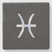 Moderne Fische Zodiac Sign Black Snake Skin Stil Steinuntersetzer (Vorderseite)