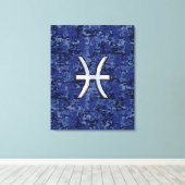 Moderne Fische Zodiac Sign Navy Blue Digital Camou Leinwanddruck (Insitu (Holzboden))