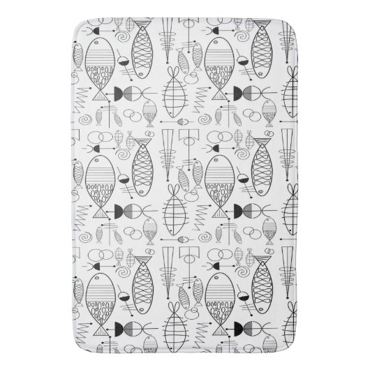 Moderne Fischkunst Schwarz-weiß Badematte (Vorderseite Vertikal)