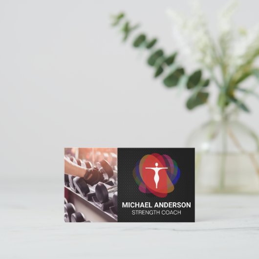 Moderne Fitness Humanes Logo Visitenkarte (Stehend Vorderseite)