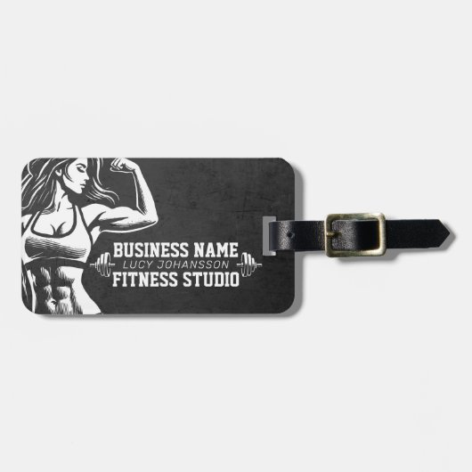 Moderne Fitness Trainer Bodybuilding Gym Instructo Gepäckanhänger (Vorderseite horizontal)