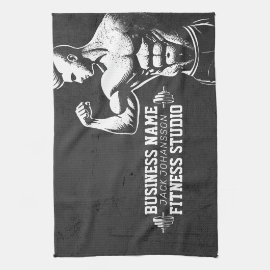 Moderne Fitness Trainer Bodybuilding Gym Instructo Geschirrtuch (Vertikal)