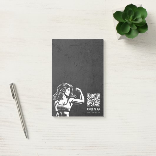 Moderne Fitness Trainer Bodybuilding Gym Instructo Post-it Klebezettel (Büro)