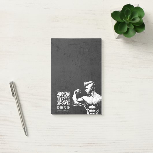 Moderne Fitness Trainer Bodybuilding Gym Instructo Post-it Klebezettel (Büro)