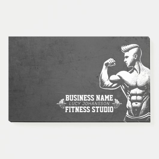 Moderne Fitness Trainer Bodybuilding Gym Instructo Post-it Klebezettel (Vorderseite)