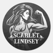 Moderne Fitness Trainer Bodybuilding Gym Instructo Runder Aufkleber (Vorderseite)