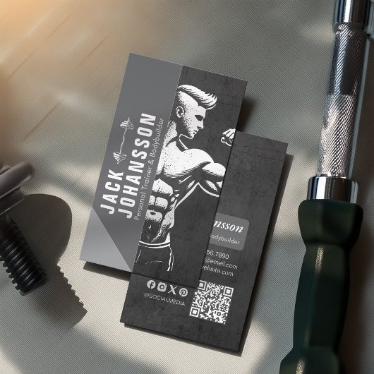 Moderne Fitness Trainer Bodybuilding Gym Instructo Visitenkarte