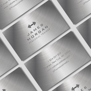 Moderne Fitness Trainer Dumbell Metal Textur Visitenkarte