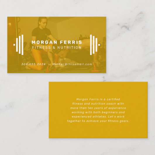 Moderne Fitness Trainer Foto Visitenkarte (Vorne/Hinten)