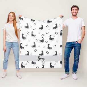 Moderne flache Design Border Collie & Knochen Must Fleecedecke