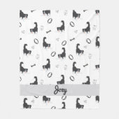 Moderne flache Design Border Collie & Knochen Must Fleecedecke (Vorderseite)