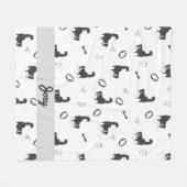Moderne flache Design Border Collie & Knochen Must Fleecedecke (Vorderseite (Horizontal))