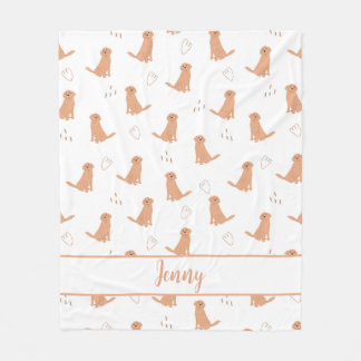 Moderne flache Gestaltung Golden Retriever & Herze Fleecedecke