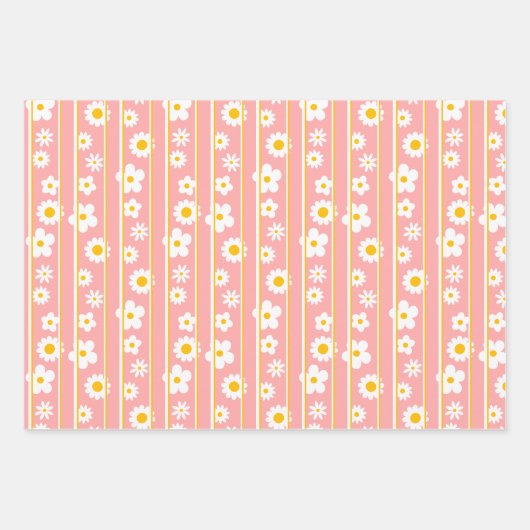 Moderne flache grafische Daisy Rosa jedes Mal Geschenkpapier Set (Vorderseite 3)