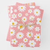 Moderne flache grafische Daisy Rosa jedes Mal Geschenkpapier Set (Beispiel)