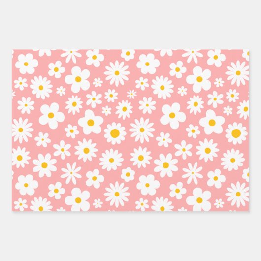 Moderne flache grafische Daisy Rosa jedes Mal Geschenkpapier Set (Vorderseite)