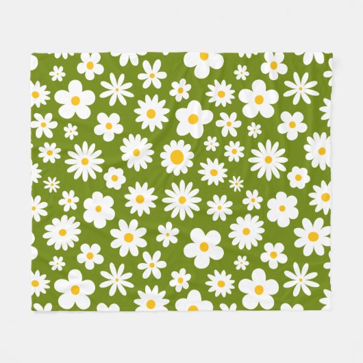 Moderne Flachgrafik Daisy Green Fleecedecke (Vorderseite (Horizontal))