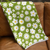 Moderne Flachgrafik Daisy Green Fleecedecke