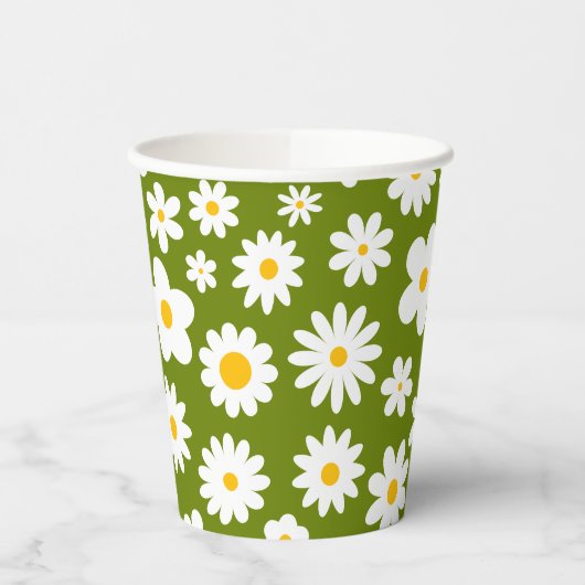Moderne Flachgrafik Daisy Green Pappbecher (Links)
