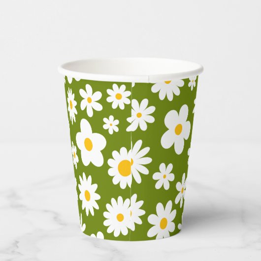 Moderne Flachgrafik Daisy Green Pappbecher (Rechts)