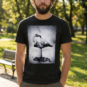 Moderne Flamingo Schwarz-Weiß-Aquarell-Kunst T-Shirt