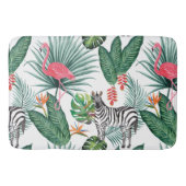 Moderne Flamingo zebra tropisches Blattwasserfarbe Badematte (Vorderseite)